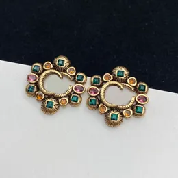 Fashion Colored Diamond Stud Earrings aretes orecchini Women High Quality Grand Designer Earrings GS1