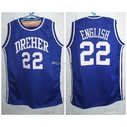 Nikivip Dreher High School Alex English #22 Retro Blue Basketball Jersey Men Men Mens Number Name Name Jerseys