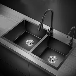 Black Nano Kitchen Sink Vegetable Sink 304 Stainless Steel Black Hand Seamless Welded Basin Of Wash The Dishes