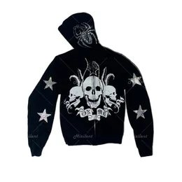 Kobiety Skull Skull Print Streetwear Ogółem z kapturem płaszcz goth harajuku y2k ubrania grunge zbiwowe bluzy 220726