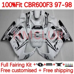 OEM Karosserie + Tank für HONDA CBR600FS CBR600 CBR 600 F3 FS CC 95-98 142No.134 600FS 600CC 600F3 CBR600F3 95 96 97 98 CBR600-F3 1995 1996 1997 1998 Einspritzverkleidung, Glücksweiß