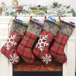 Christmas Santa Claus Gift Socks Plush Christmas Stocking with Hanging Rope for Xmas Tree Ornament Christmas-Decorations SN4069