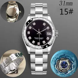 Kadın Diamond Watch Ladies Watches Gold 31mm Dislocation Montre de Luxe 2813 Otomatik Çelik Yüzme Su geçirmez kol saatleri