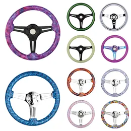 Universal 14 inches 350mm New Chrome modification Racing Sports Car Steering Wheels with Horn Button Plating Race Drifting Sport AUTO Accessories Steering Wheel