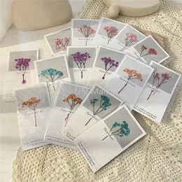 DHL Dried Flowers Card Best Wishes Folding Type Greeting Cards Christmas Birthday Party Wedding Invitations Card DD