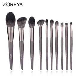 Makeup Tools Zoreya 10st Borste Set Kit Soft Fiber Eye Face Professionell Kosmetisk Syntetisk Hårlåda Present Eyeshadow220422