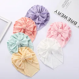 M433 Europe Fashion Infant Baby Hole Cap Bowknot Caps Kids Turban Hat Cappelli traspiranti estivi per bambini