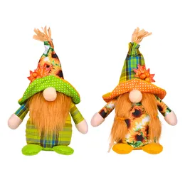 Fall Harvest Decor Thanksgiving Festival Party Gnomes with Maple Leaves Autumn Dwarf Doll Ornaments