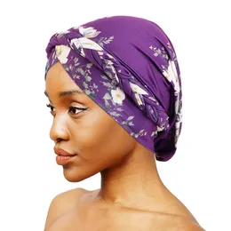 Ny handgjorda flätor blommor turban hatt headwrap muslim twist stil hijab elastiska bandanas kvinnor hårtillbehör femmes turbante