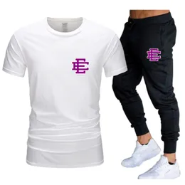 Summer Men T Shirt Pants Men s Set Sportswear Brand Printing Casual Suits Fashion Gym Workout Kort ärmar Top Tees 220613