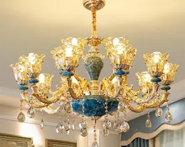 Подвесные лампы французская роскошная синяя керамическая люстра