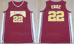 Moive Richmond 22 Timo Cruz Jerseys Basketball University Team Away Color Red All Stitched Sports Breathable Pure Cotton Sewing College Men Sale