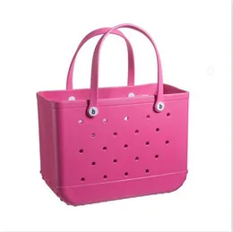 Jelly Candy Silicone Beach Washable Basket Bags Large Shopping Woman Eva Waterproof Tote Bogg Bag Purse Eco