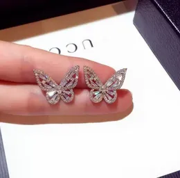 Designer Women Stud Fashion Jewelry 925 Sterling Silver Bowknot Luxury Lady Full Drill Crystal Earring High Quality Jewellery Accessories Memorial Day Gift
