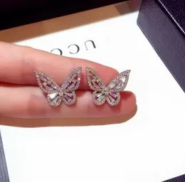 Tasarımcı Kadın Stud Moda Takı Sterling Sier Bowknot Lady Full Matkap Kristal Küpe Yüksek Kaliteli Mücevher Aksesuarları Anma Günü Hediyesi