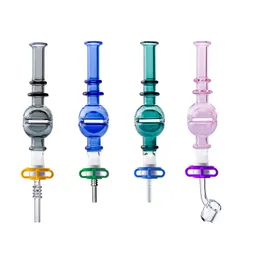 NC066 Hookah Colorful Smoking Pipe 10mm Titanium Quartz Ceramic Nails Wax Rig Clip Big Airflow Glass Pipes