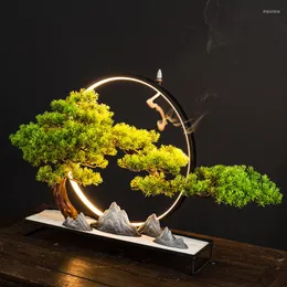 Dekorative Blumenkränze Home Dector Simulierte Begrüßungskiefer Bonsai-Dekoration Tischplatte Räuchergefäß Ornamente Gefälschter Baum Steingarten im Topf