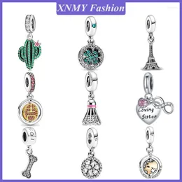 Andra Xnmy Silver Color Eiffel Tower Cactus Sun Flower Dangle Charm Bead Fit Original Charms Armband Women Diy Jewelry Rita22