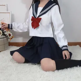 Zestawy odzieży Białe marynarki marynarki w stylu japoński S-2xl Student Girls School Mundlis Kostium Kobiety Sexy JK Sailor Suit Plisted Ski