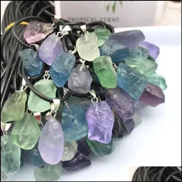 Arts And Crafts Arts Gifts Home Garden Bk Natural Yellow Crystal Stone Fluorite Charms Amethyst Irregar Shape Pendants Dhuyv