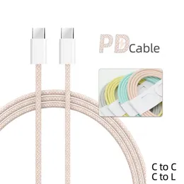 PD 20W Data Ładowarka Kabel typu C do C i13 Kable ołowiu nieprzerwane złącze mocne warkocz 1m 3 stopy z kartonowym opakowaniem folia uszczelniająca