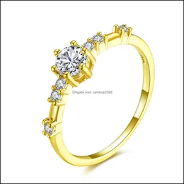 Band Rings Jewelry 14K Gold Sier Ring Women Fashion 7 Crystals Wholesale Drop Delivery 2021 Soyif