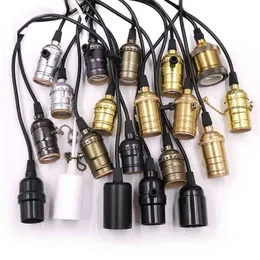 AC85-240V Vintage Edison Lamp Base Pendant light Holder E27 LED Bulb Screw Socket Base 115cm Cable for Retro Incandescent H220428