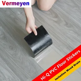 5pcs Wood Grain Floor Stickers 3D Wall Sticker PVC Waterproof Self Adhesive for Living Room Toilet Kitchen Home Decor 220328