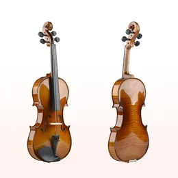 Ny modeprofessionell fiol 4/4 Spruce Veneer Tiger Grain Maple Violin Music Instrument med Box
