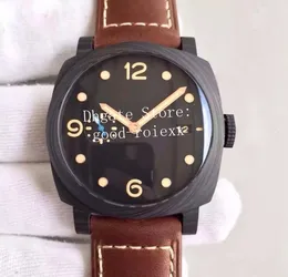 الساعات الألياف الكربونية الرجال مشاهدة الرجال الأوتوماتيكية P.9010 Movement 661 Black Carbotech vs Sport Power VSF Sapphire Pam 44mm Leather Lristrap Writwatches Papers