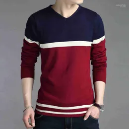 Men's Sweaters Wholesale- #1314 Spring 2022 V Neck Knitted Sweater Men Slim Manteau Homme Male Brand Clothing Sueter Hombre Pull Pullover1