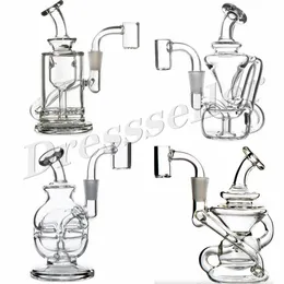 Mini Recycler Glass Bongs Portable Hookah Bubbler Small Oil Rigs Water Pipes Dabber Smoking Shisha Perc Rökningstillbehör