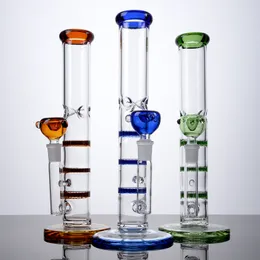 In magazzino Narghilè in vetro inebriante 14mm Giunto femmina Bong colorati grandi con accessori per fumatori a triplo nido d'ape Dab Oil Rigs con Bowl Bangers WP525