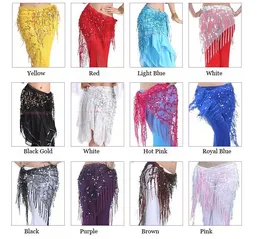 Waist Support New style costumes sequins tassel indian belly dance hip scarf for women belly dancing belt of colors