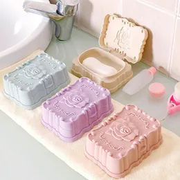 Soap Dishes Portable Rose Carved Box Case Holder Container Wash Dust-proof Home Bathroom Accessories Dish StoragecaseSoap DishesSoap