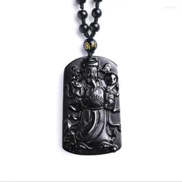 Pendant Necklaces Men Women's God Of Wealth Pendants Real Natural Obsidian Beaded Necklace Money Come Amulet Boutique JewelryPendant Hea