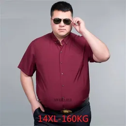 14XL 160 кг летние мужчины платье рубашка с коротким рукавом большой размер 150 кг негабаритные формальные офисные бизнес свадебные рубашки Mferlier Purple 220401