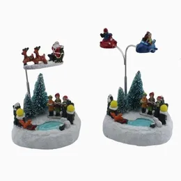 Animated Rolling Collectible Figurine Building & Choirs with Led Light and Music Christmas Tree Xmas Holiday Decoration Gift Y200106