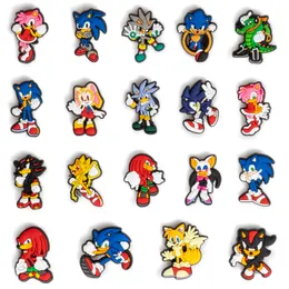 moq100pcs Sonic Shoe Charms Parts Accessories For Pvc Decoration Clog Pins Bracelet Wristband Cartoon Game Party Favors Supplies Boys Girls Wom mix randomly