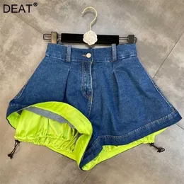 DEAT Women Color Matching of Elastic and Leak-Proof byxor Shorts Hög midja Temperament Fashion Summer 11D1249 210709