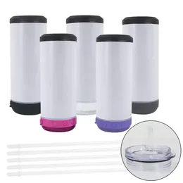 16oz Arrivals New 4 in 1 Sublimation Bluetooth Can Cooler Double Wall Stainless Steel Smart Wireless Speaker Music Tumblers Personalized Gift Z11 Staless