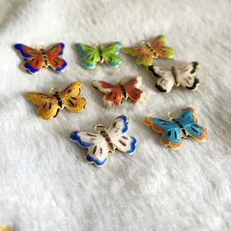 10st Söt cloisonne vintage fjäril hänge fancy smycken gör delar Diy Emalj Animal Charms Copper Accessories Jewellery