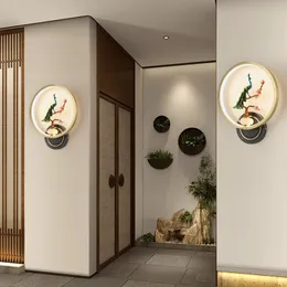 New Chinese Style All Copper Bedroom Bedside Wall Lamps TV Background Aisle Study Zen Decorative Wall Lights For Living Room