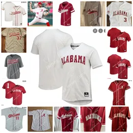 NCAA Alabama Crimson Tide Baseball Jersey 9 Nathan Shelton 8 Kade Woods 10 Jim Jarvis 11 William Hamiter 12 Hunter Furtado 13 Bryce Eblin 14 Antoine Jean 16 Owen Diodati