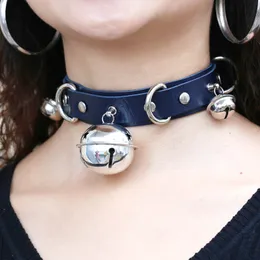 Sexy Punk Leather Choker Necklace Multilayer Bells Metal Black Collar Collier Bondage Cosplay Party Goth Grunge Rock BDSM Jewelry Harajuku Harness Accessories