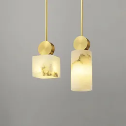 Pendelleuchten Nordic Marmor Lampe Luxus Metall Kupfer Kreative Schlafzimmer Nachttisch Hängelampe Chinesischen Stil Esszimmer Küche FixturesPendant