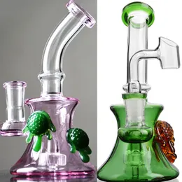 Färgglada Mini Hookah Sköldpadda Design Vatten Bongs DAB Rig Revycler Oljeplattor Glas Bong Med Skål Hookah Rör 14mm Joint PerColator