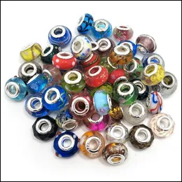 Glass Loose Beads Jewelry Brand New Mix Styles 925 Stering Cord Big Hole Fit European Pandora Diy Bracelet Charms 50Pcs Per Lot Drop Deliver