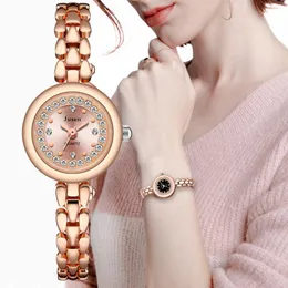 Armbandsur Women's Fashion Luxury Diamond Rose Gold Armband Ladies Wrist Watch rostfritt stål Casual Women Watches Simple Female Clo