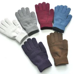 Gęste ciepłe rowerowe rękawiczki Mężczyźni Mężczyzny Rękawiczki Solidny kolor para ręcznie cieplejszy dzianin wełniany wełniany palec mitens f0608x21